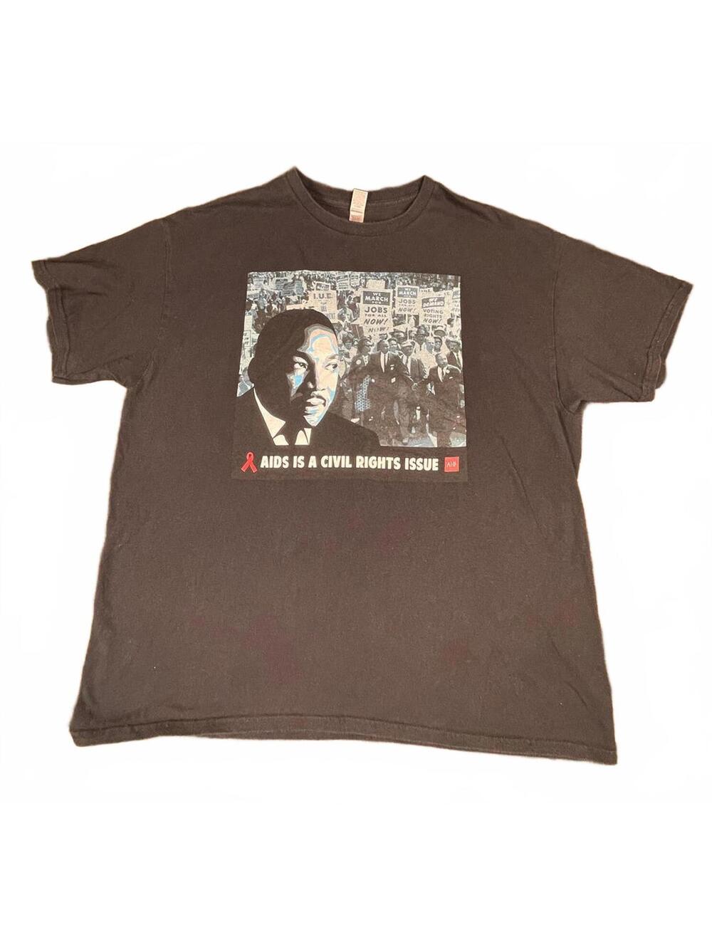 Gildan Heavy Cotton XL Black T-Shirt with Martin Luther King Jr. AIDS Civil-Rts.